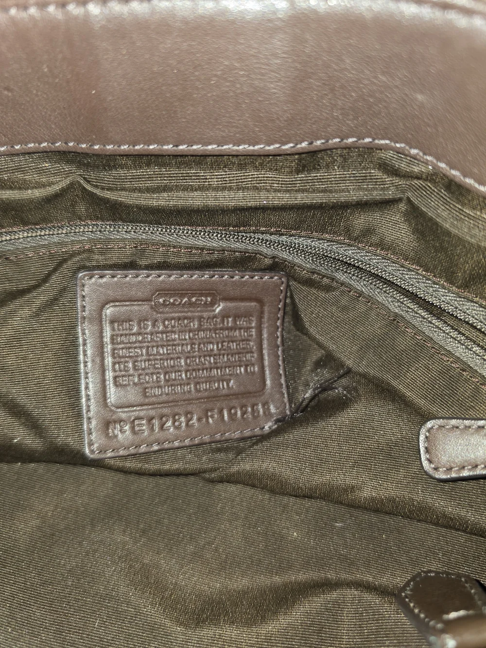 Coach Tan Signature Canvas Shoulder Bag with Brown Leather Trim